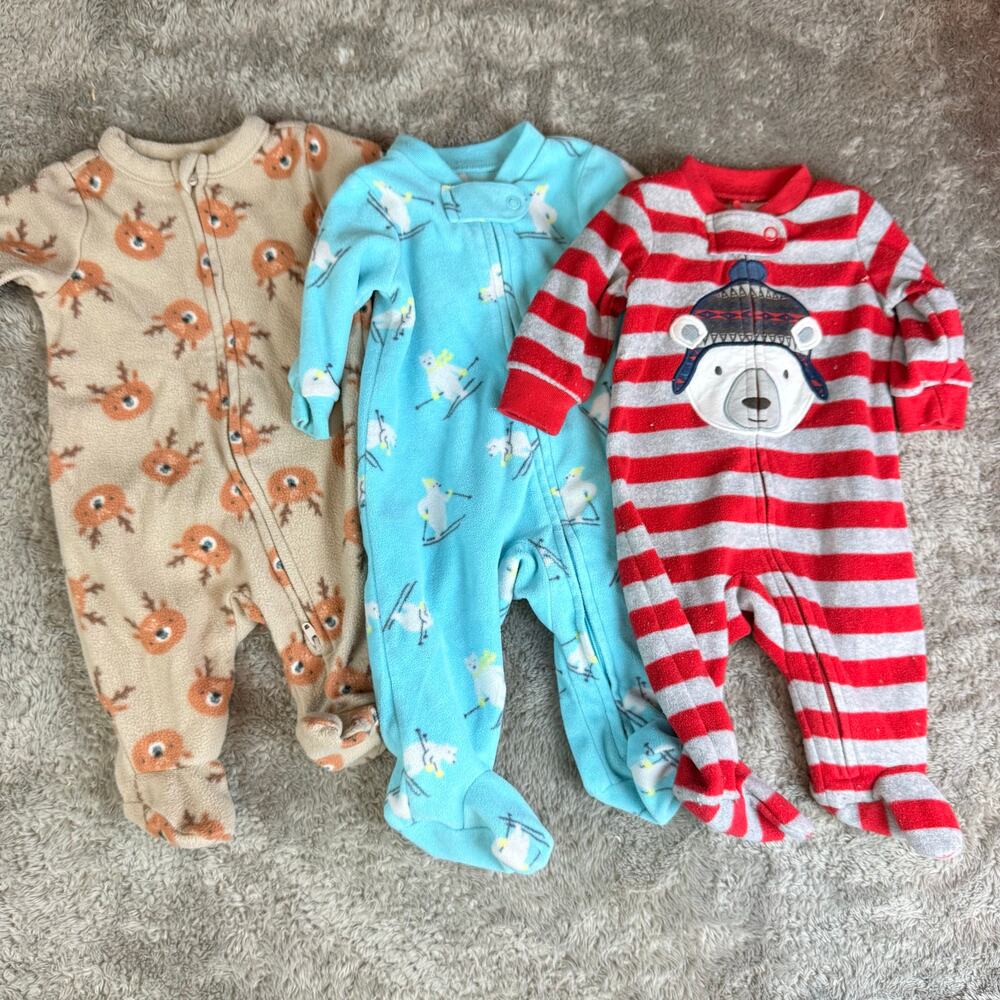 Carter's Old Navy Fleece Zip Up Sleepers Footies Newborn Baby Boy Girl Winter